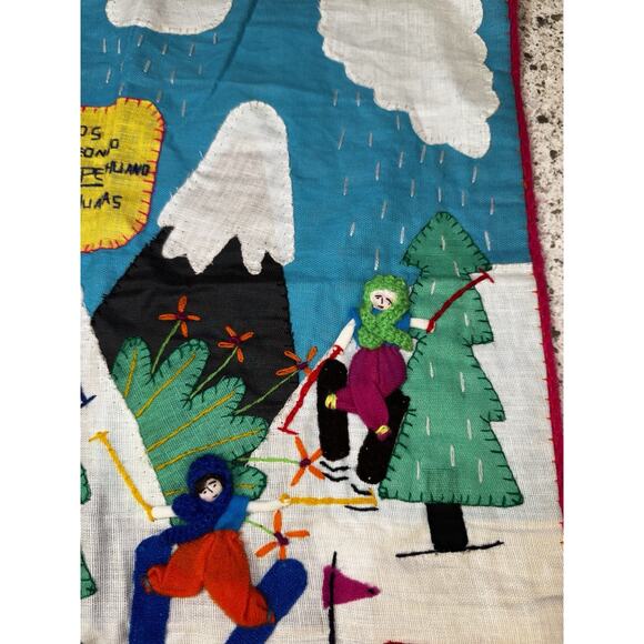 Vintage Handmade Peruvian Arpillera Folk Art 3D Applique Tapestry Wall Hanging - Picture 12 of 15